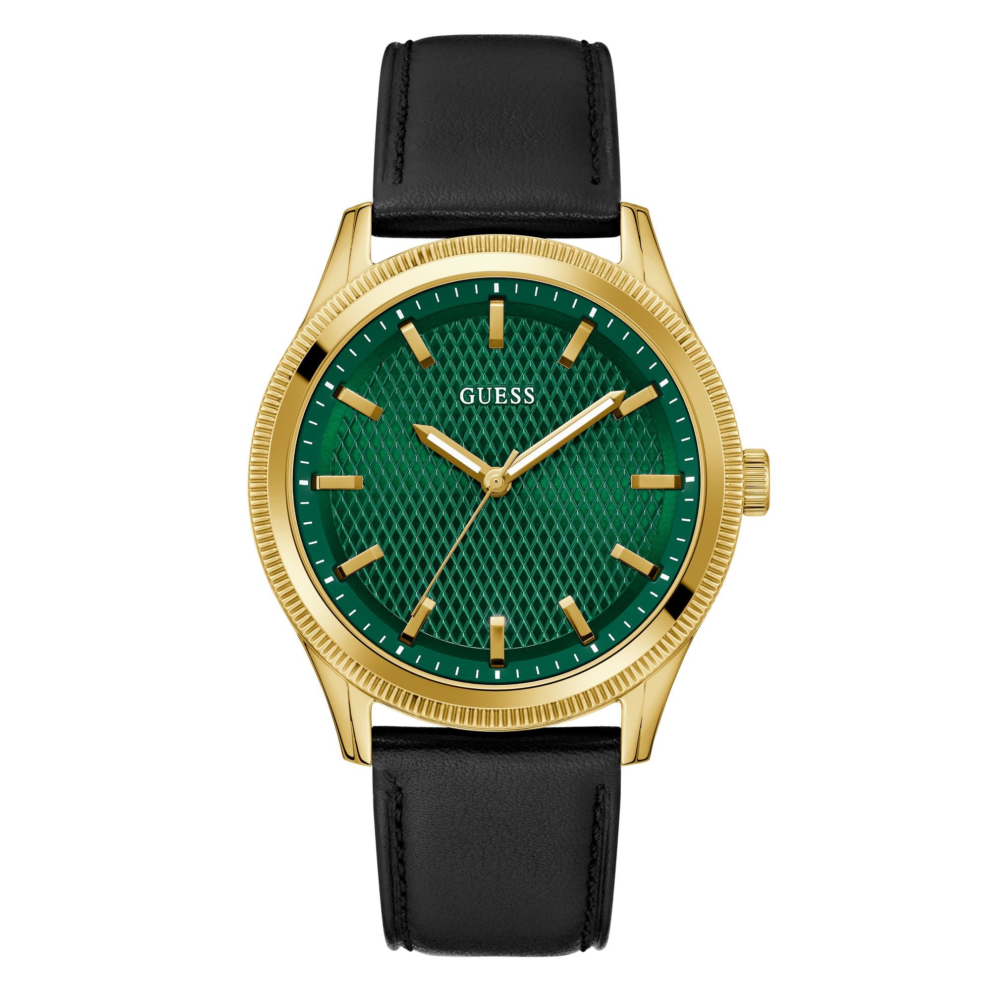 Guess Dex Leather Green Round Dial Quartz Analog Men Watch