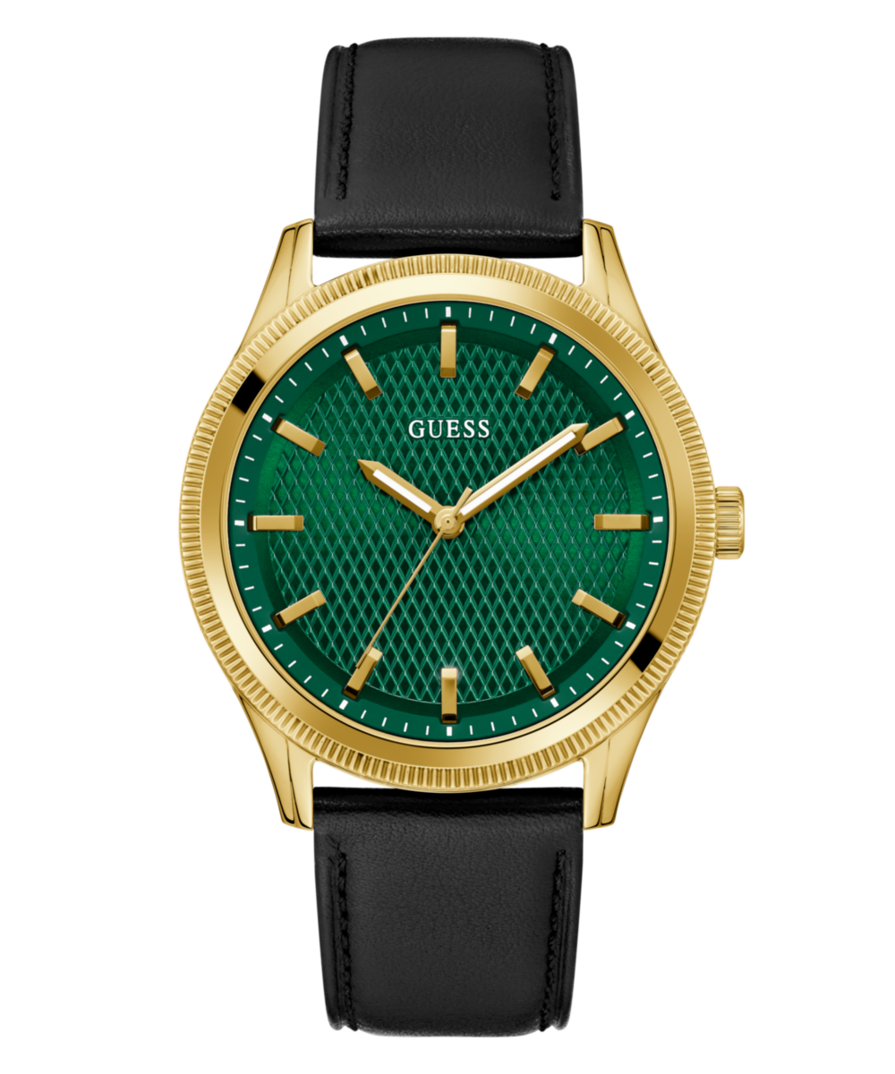 Guess Dex Leather Green Round Dial Quartz Analog Men Watch
