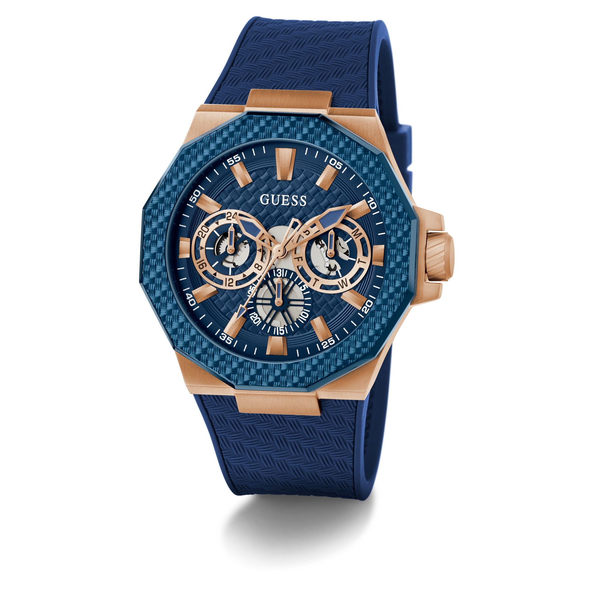 Guess Indy Blue Round Dial Quartz Analog Men Watch Watch Guess