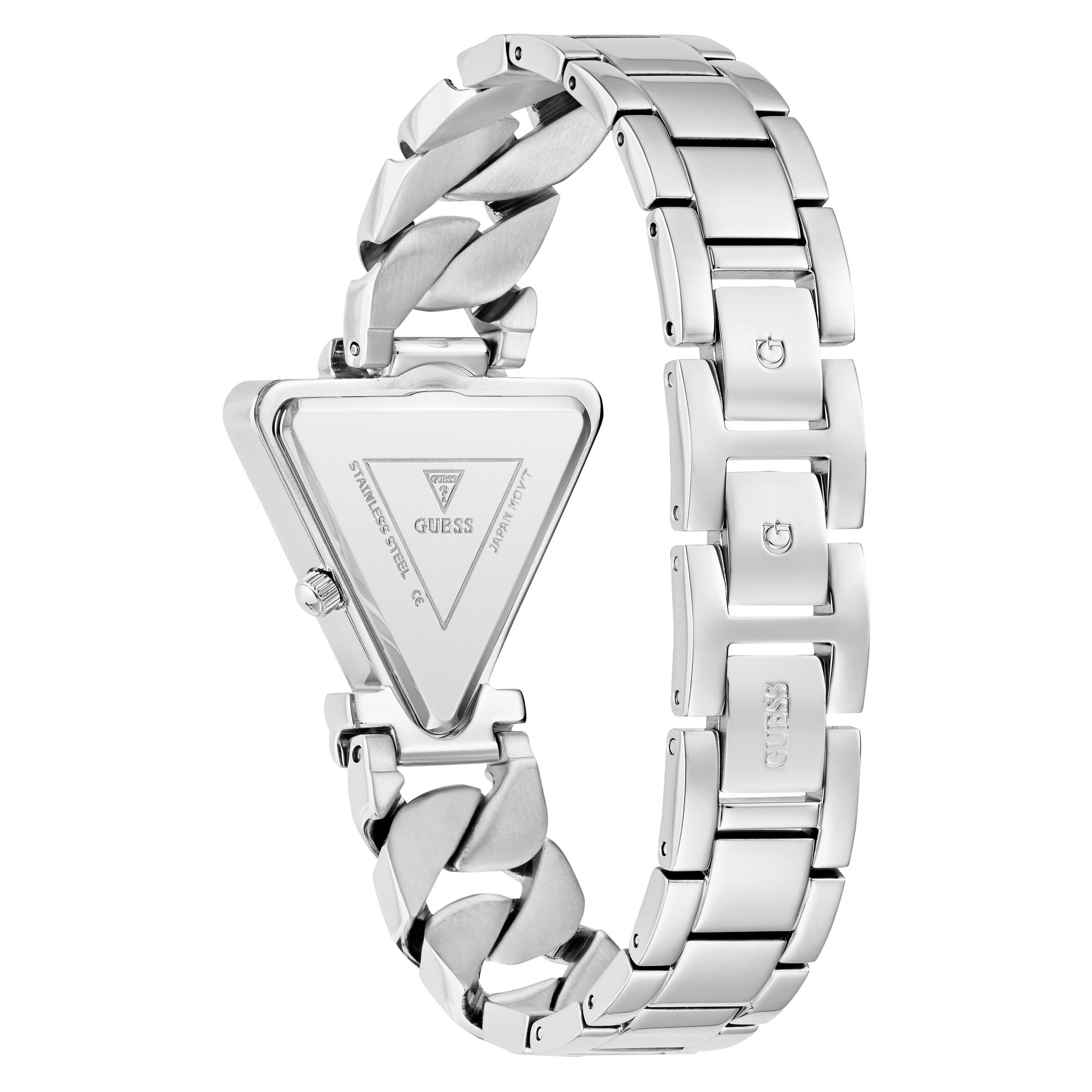 Guess Fame Silver Triangle Dial Quartz Analog Women Watch Watch Guess