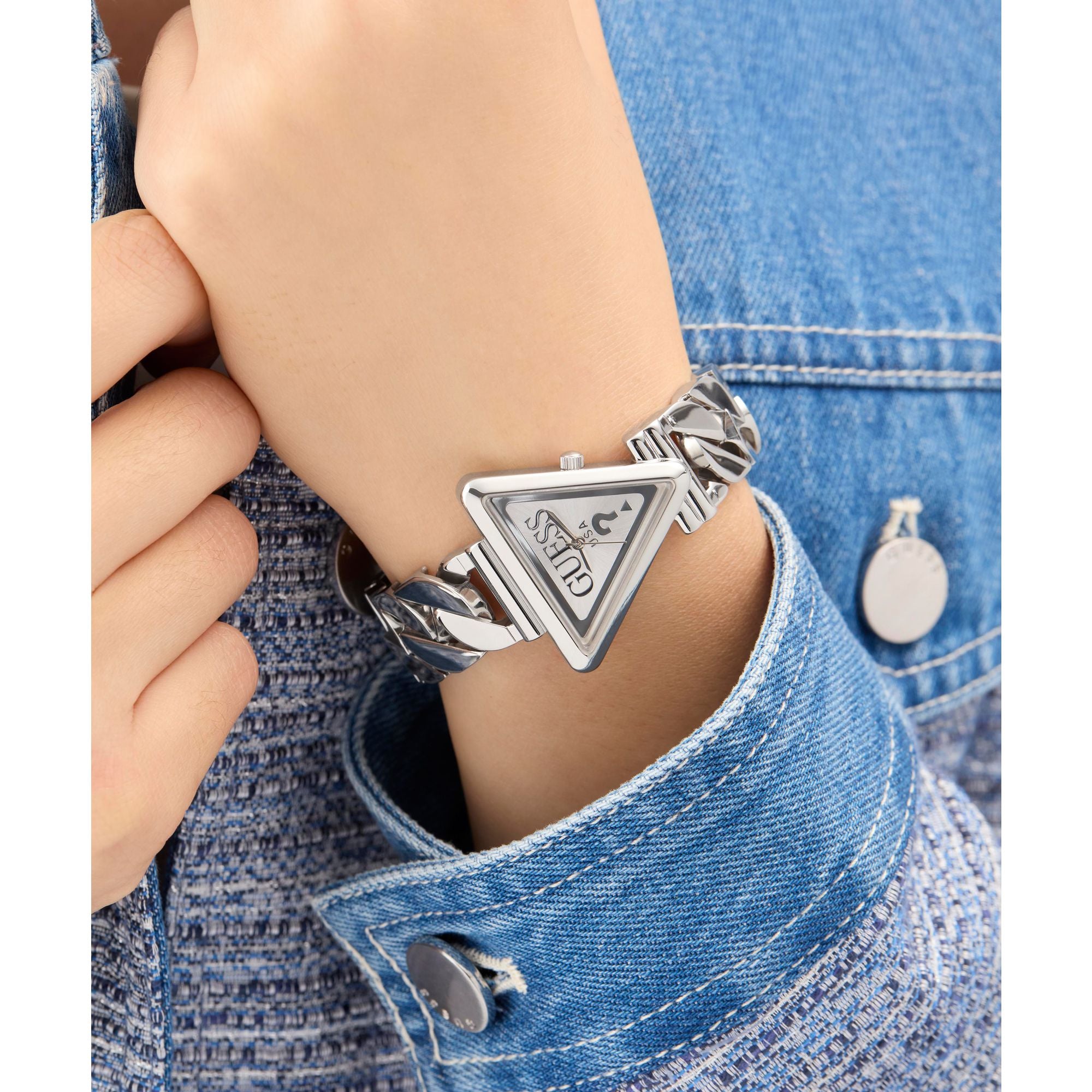 Guess Fame Silver Triangle Dial Quartz Analog Women Watch