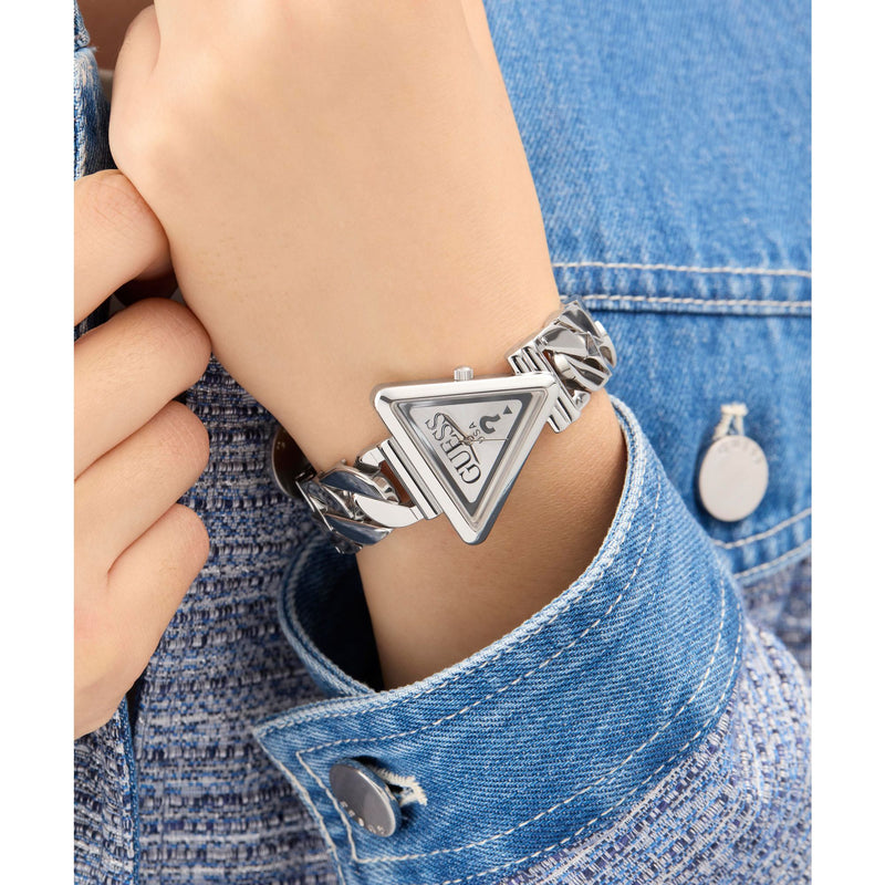 Guess Fame Silver Triangle Dial Quartz Analog Women Watch Watch Guess
