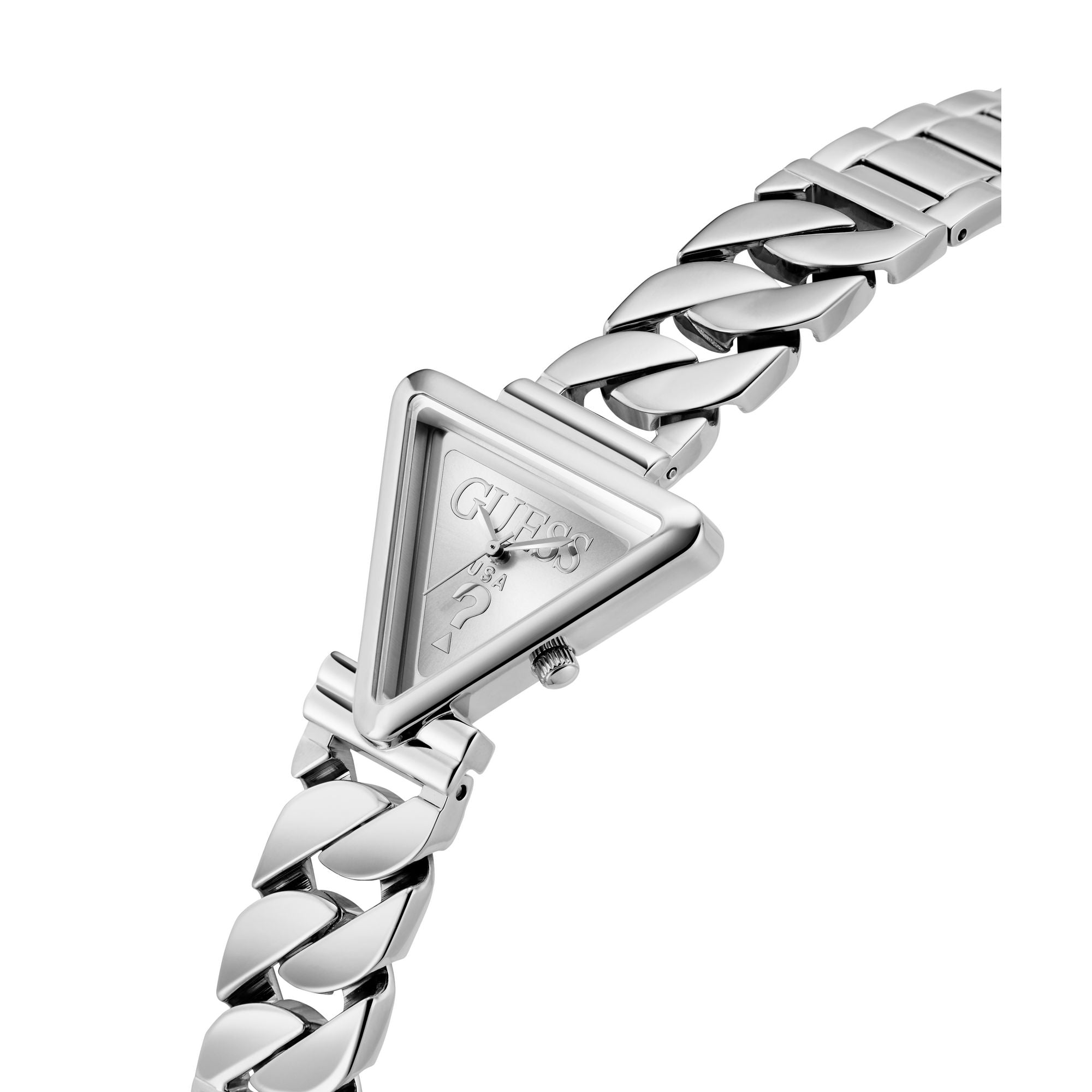 Guess Fame Silver Triangle Dial Quartz Analog Women Watch GW0859L1 At JUST WATCHES