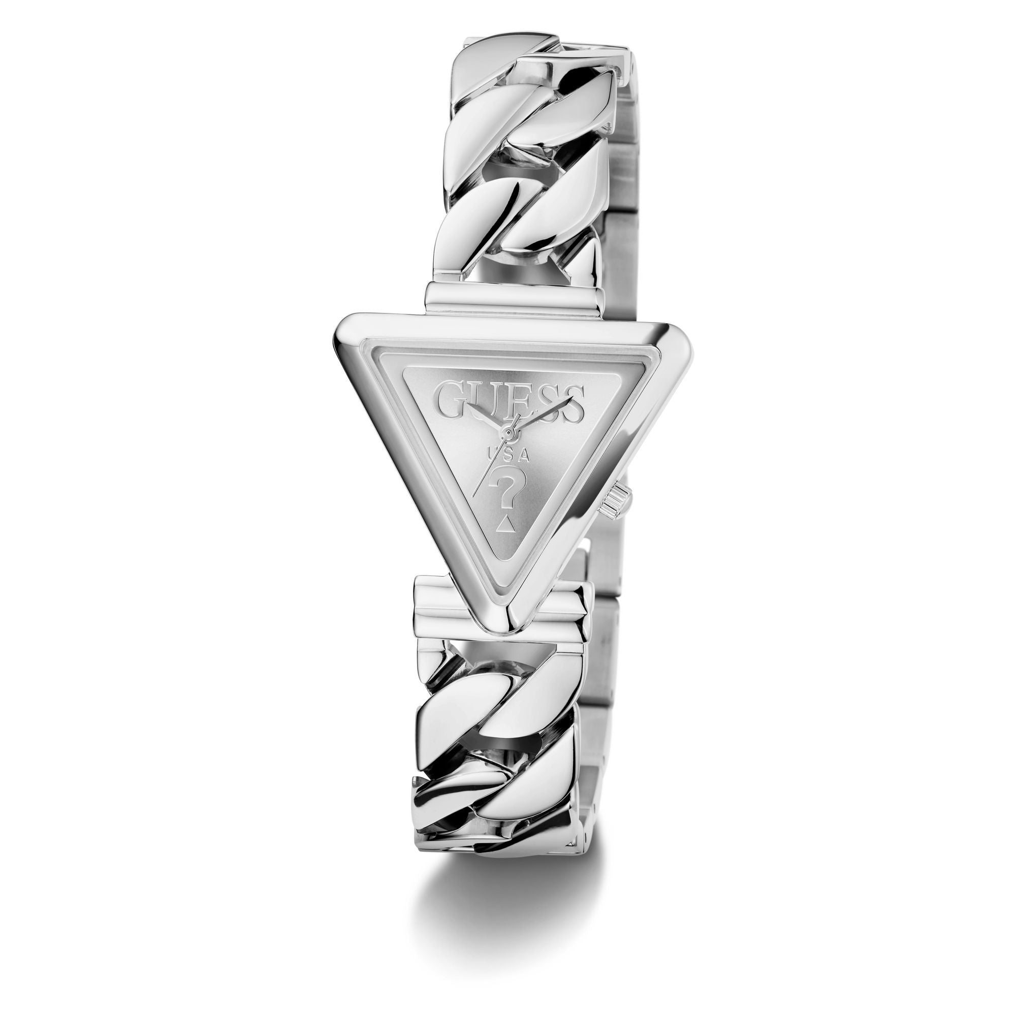 Guess Fame Silver Triangle Dial Quartz Analog Women Watch Watch Guess