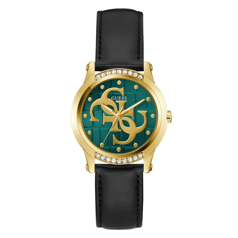 Guess Annette Leather Green Round Dial Quartz Analog Women Watch Watch Guess