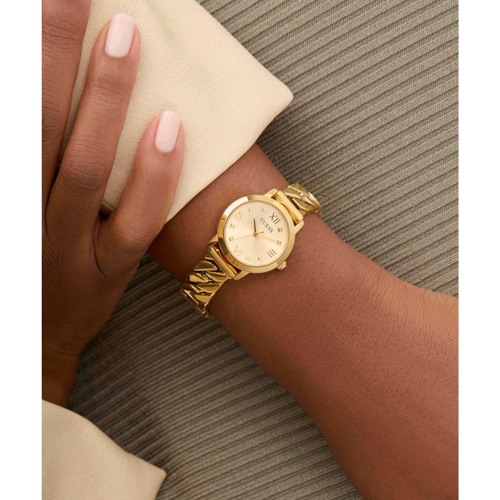 Guess Chime Champagne Round Dial Quartz Analog Women Watch