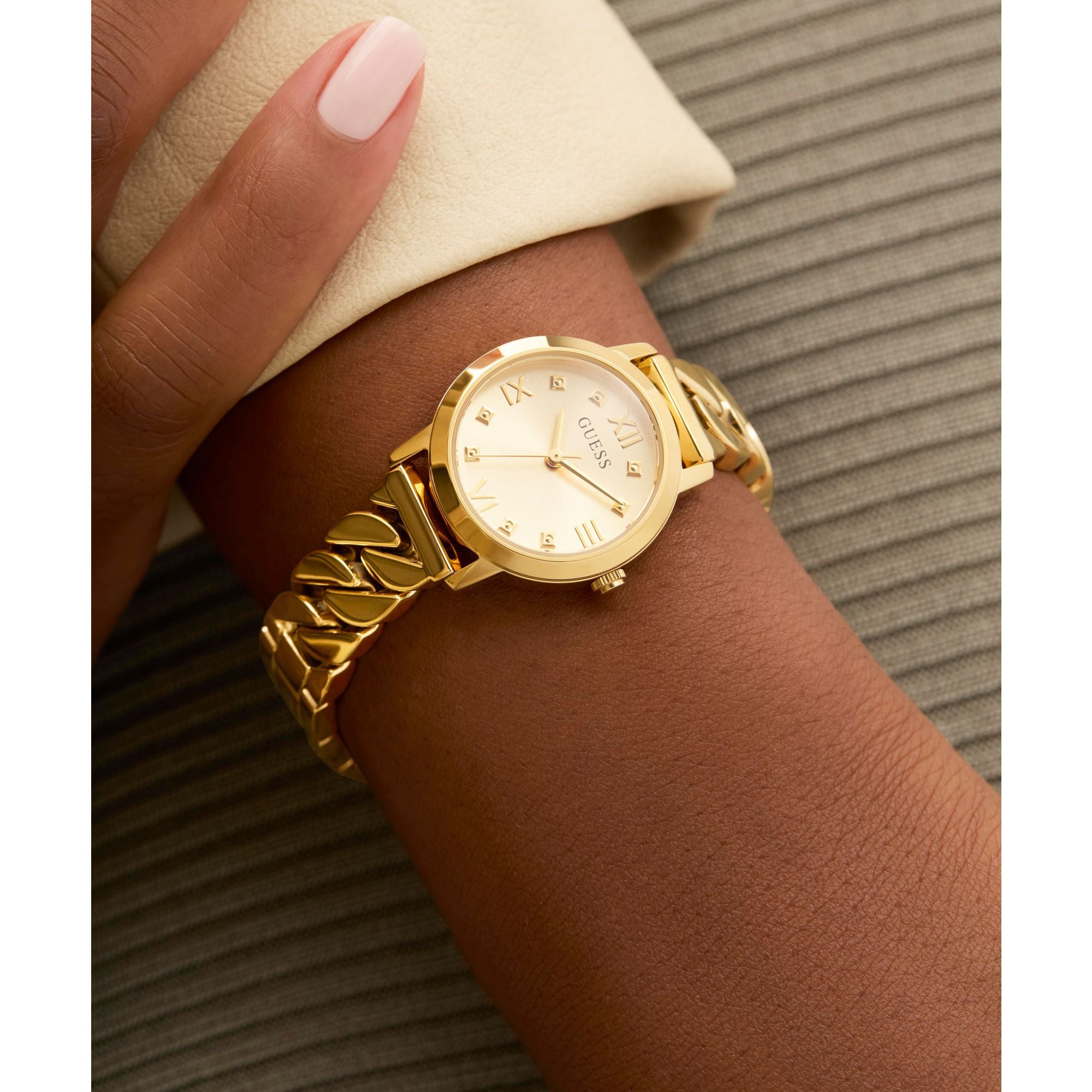 Guess Chime Champagne Round Dial Quartz Analog Women Watch