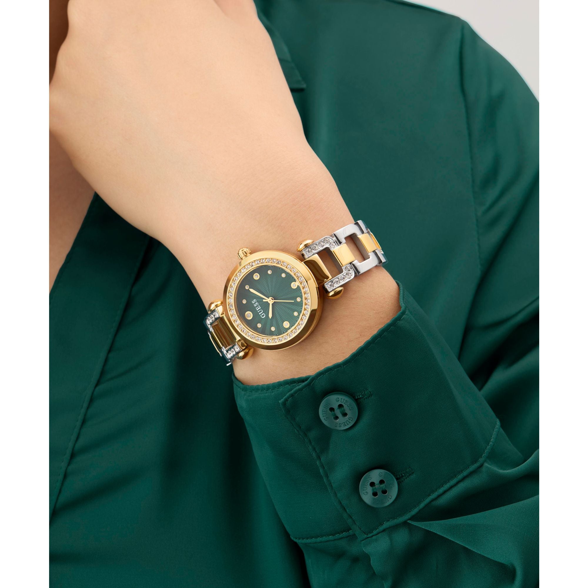 Guess Ginger Green Round Dial Quartz Analog Women Watch Watch Guess