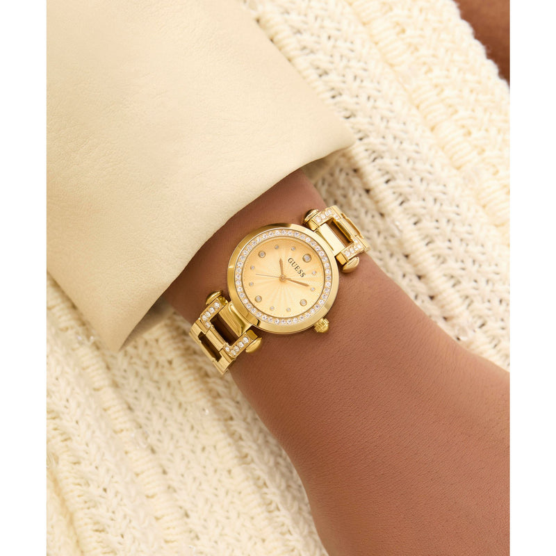 Guess Ginger Champagne Round Dial Quartz Analog Women Watch Watch Guess