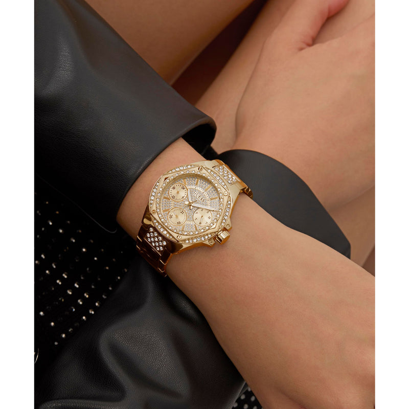 Guess Envy Champagne Round Dial Quartz Analog Women Watch Watch Guess