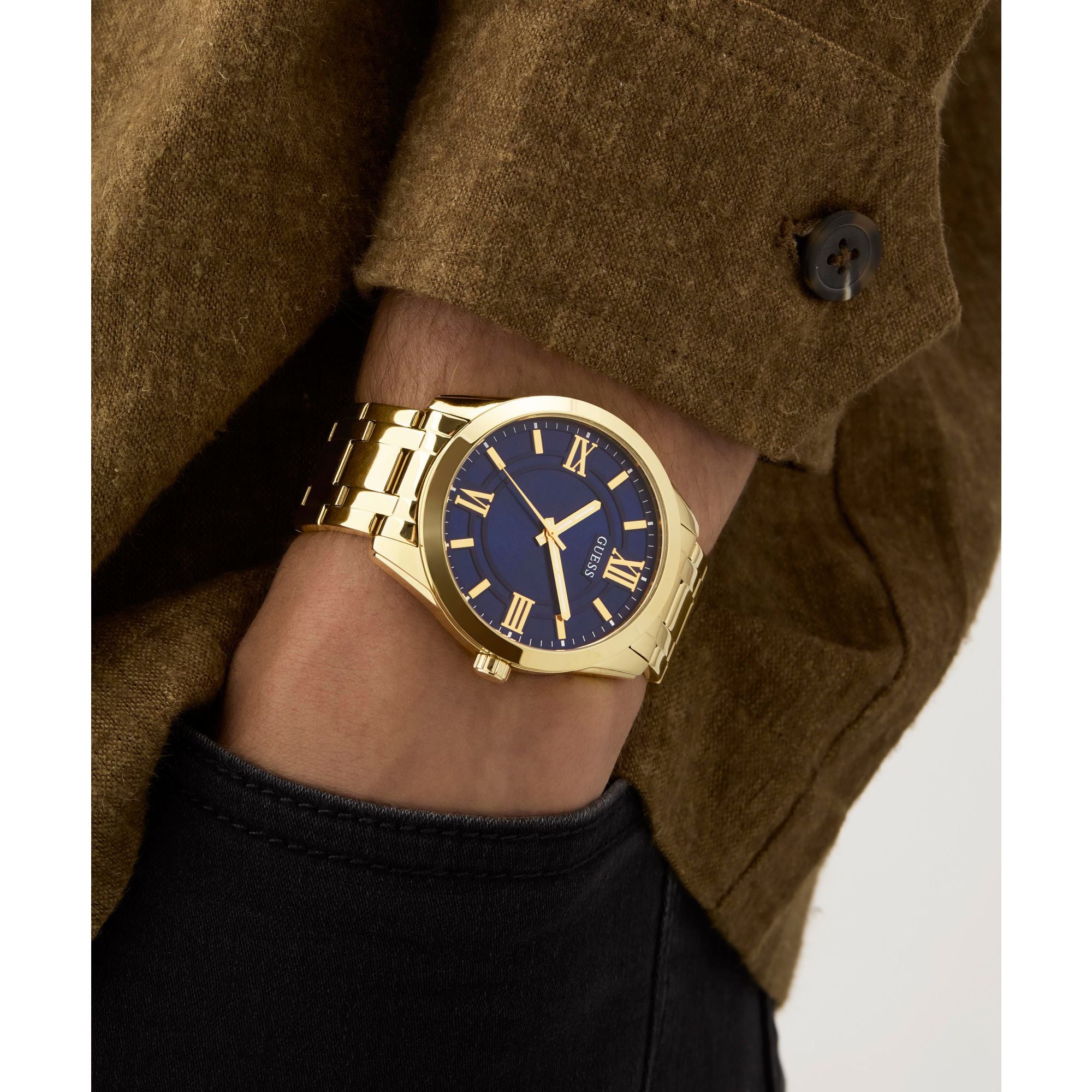 Guess Elliot Blue Round Dial Quartz Analog Men Watch