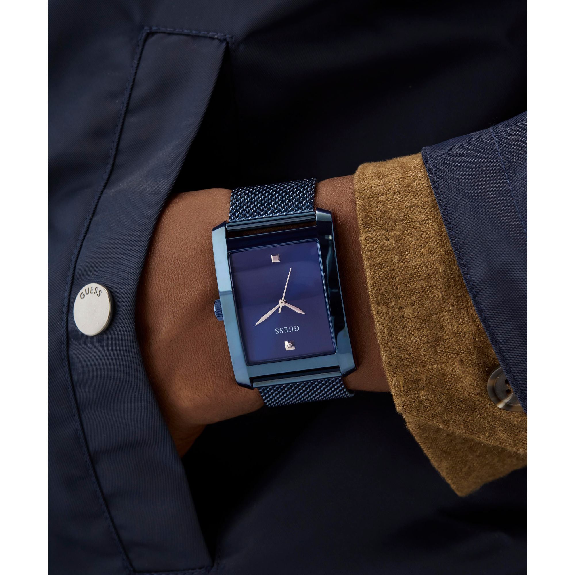 Guess Clyde Blue Rectangle Dial Quartz Analog Men Watch