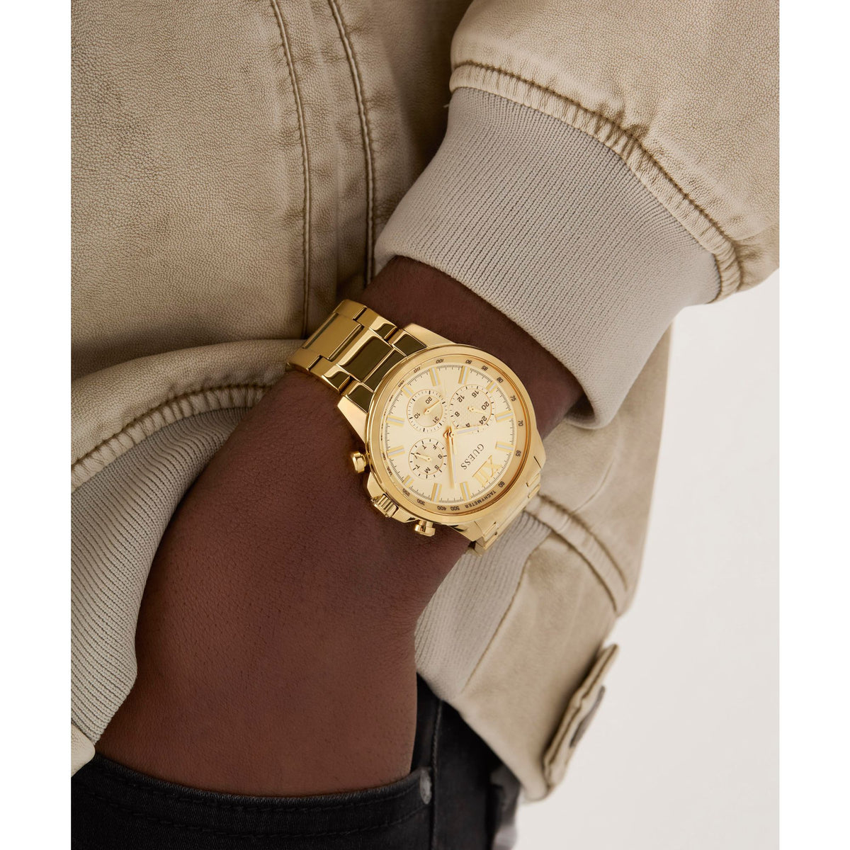 Guess Round 44mm Champagne Dial Analog Men Watch - GW0900G2 Watch Guess
