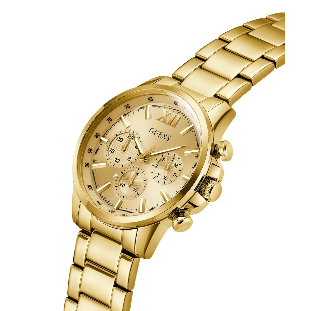 Guess Round 44mm Champagne Dial Analog Men Watch - GW0900G2