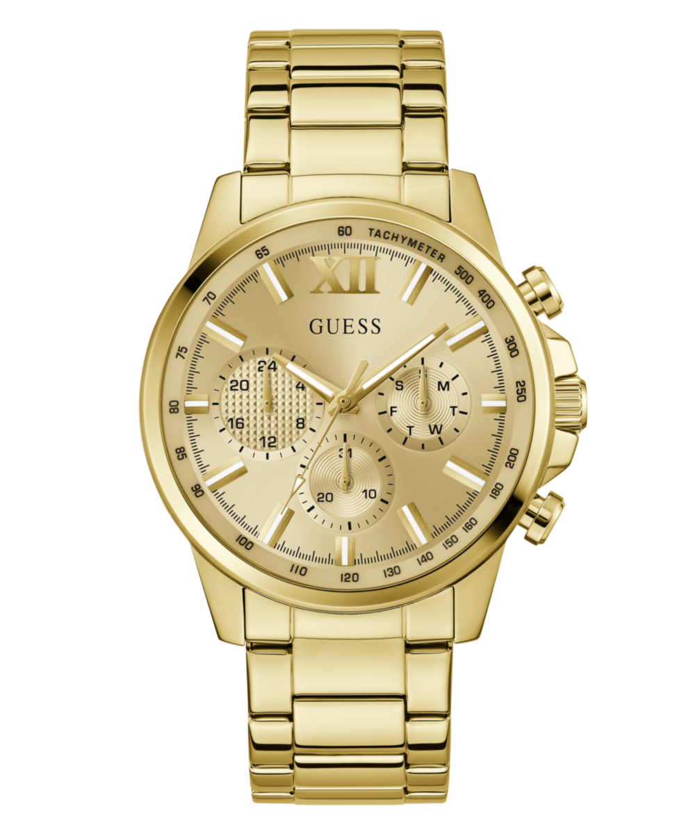 Guess Round 44mm Champagne Dial Analog Men Watch - GW0900G2