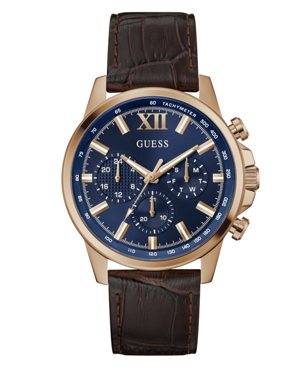 Guess Walker Leather Blue Round Dial Quartz Analog Men Watch