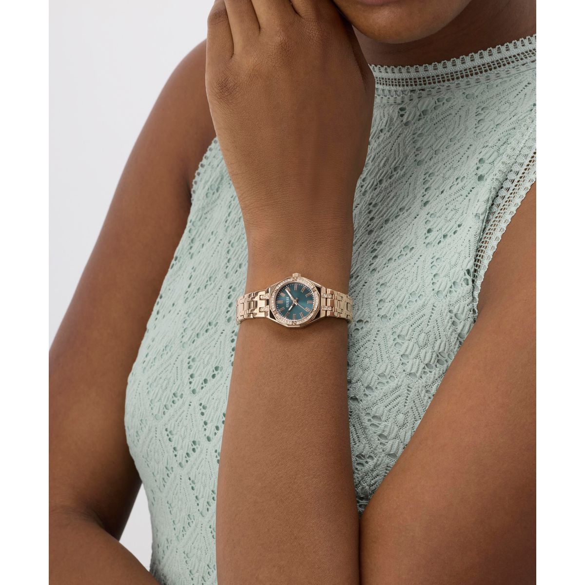 Guess Round 25mm Teal Dial Analog Women Watch - GW0931L7 Watch Guess