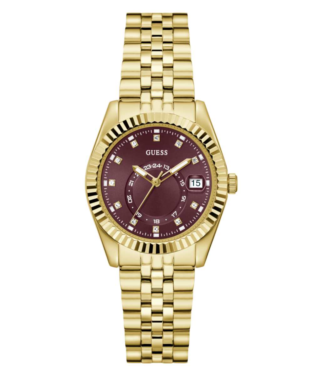 Guess Round 34mm Burgundy Dial Analog Women Watch - GW0936L2