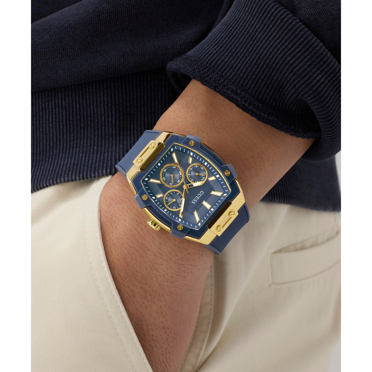 Guess Rectangle 44mm Blue Dial Analog Men Watch - GW0956G5 Watch Guess