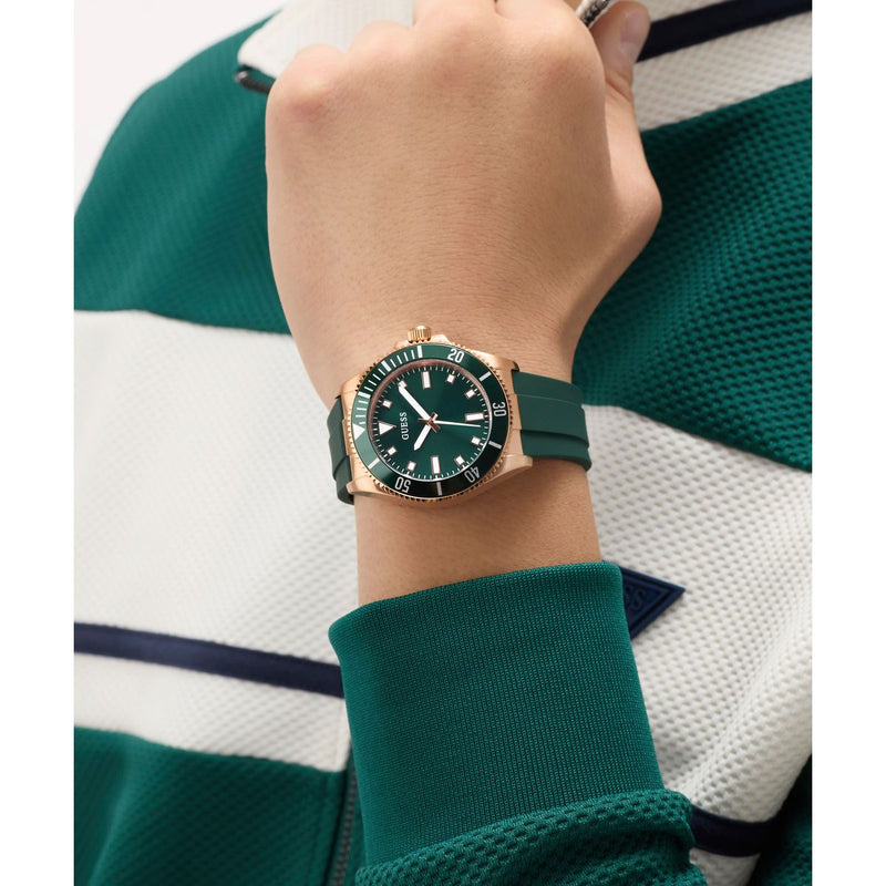 Guess Round 43mm Green Dial Analog Men Watch - GW0969G5 Watch Guess