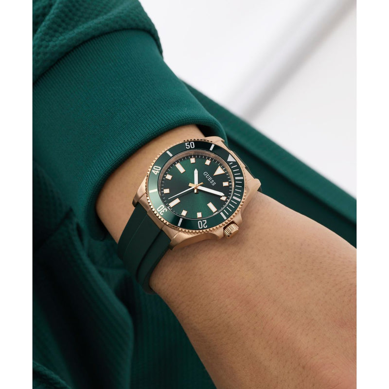 Guess Round 43mm Green Dial Analog Men Watch - GW0969G5 Watch Guess