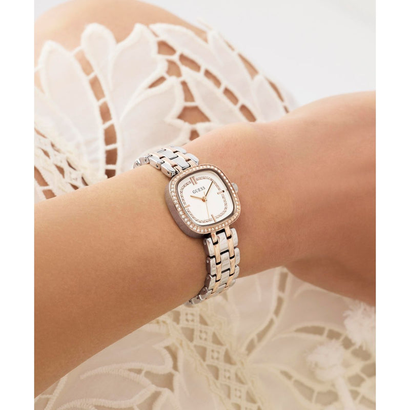 Guess Square 25mm White Dial Analog Women Watch - GW1018L5 Watch Guess