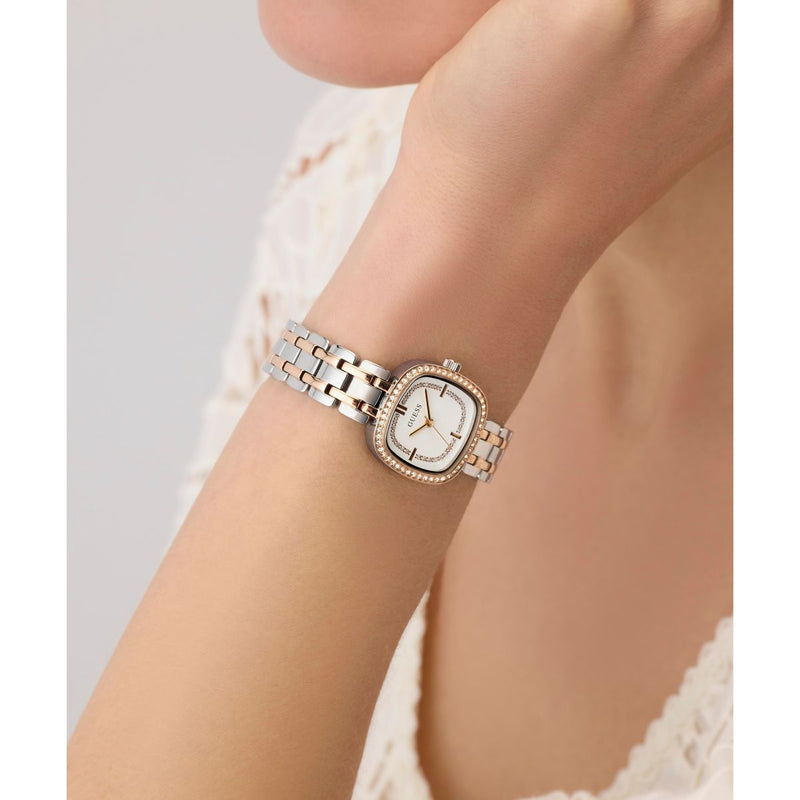 Guess Square 25mm White Dial Analog Women Watch - GW1018L5 Watch Guess