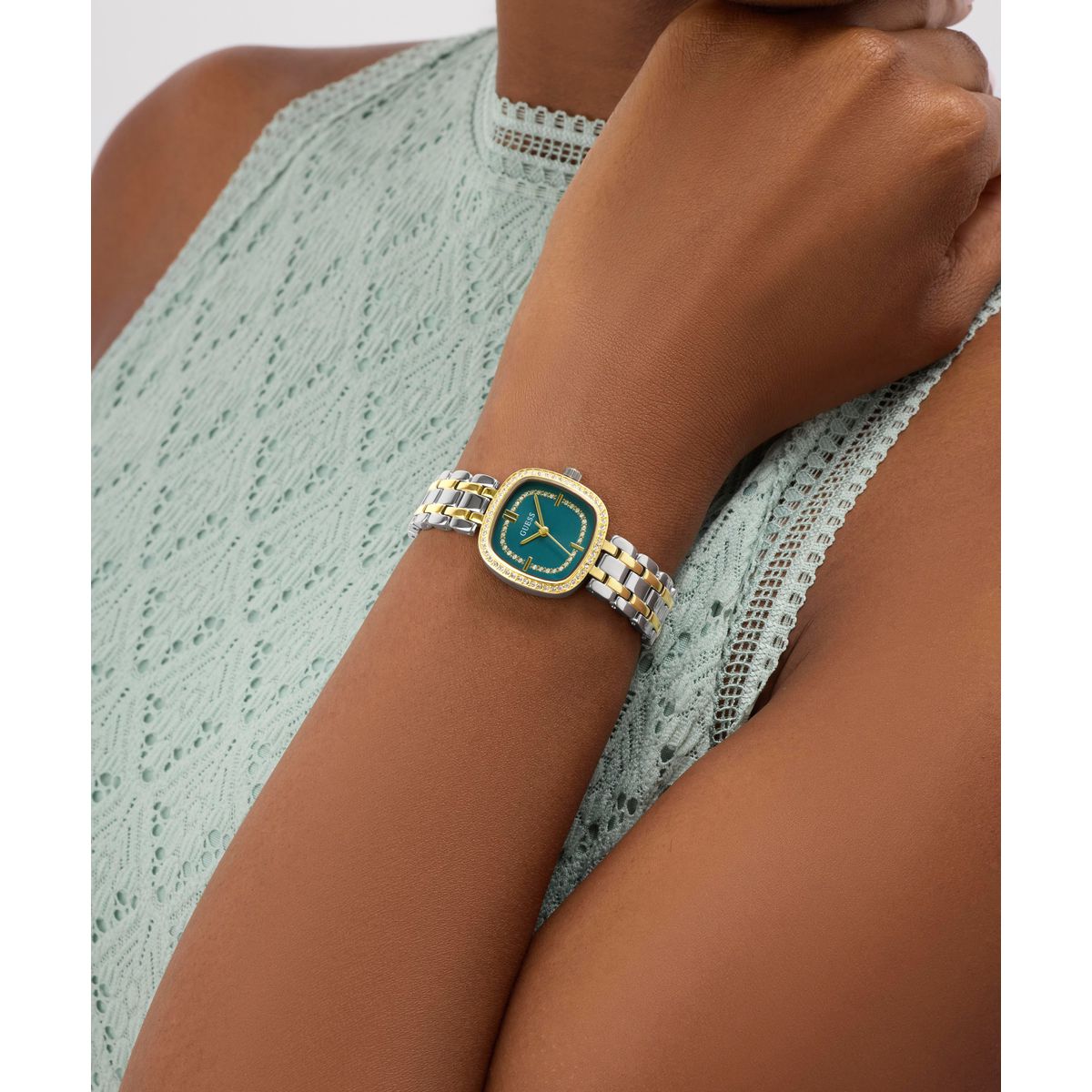 Guess Square 25mm Teal Dial Analog Women Watch - GW1018L6