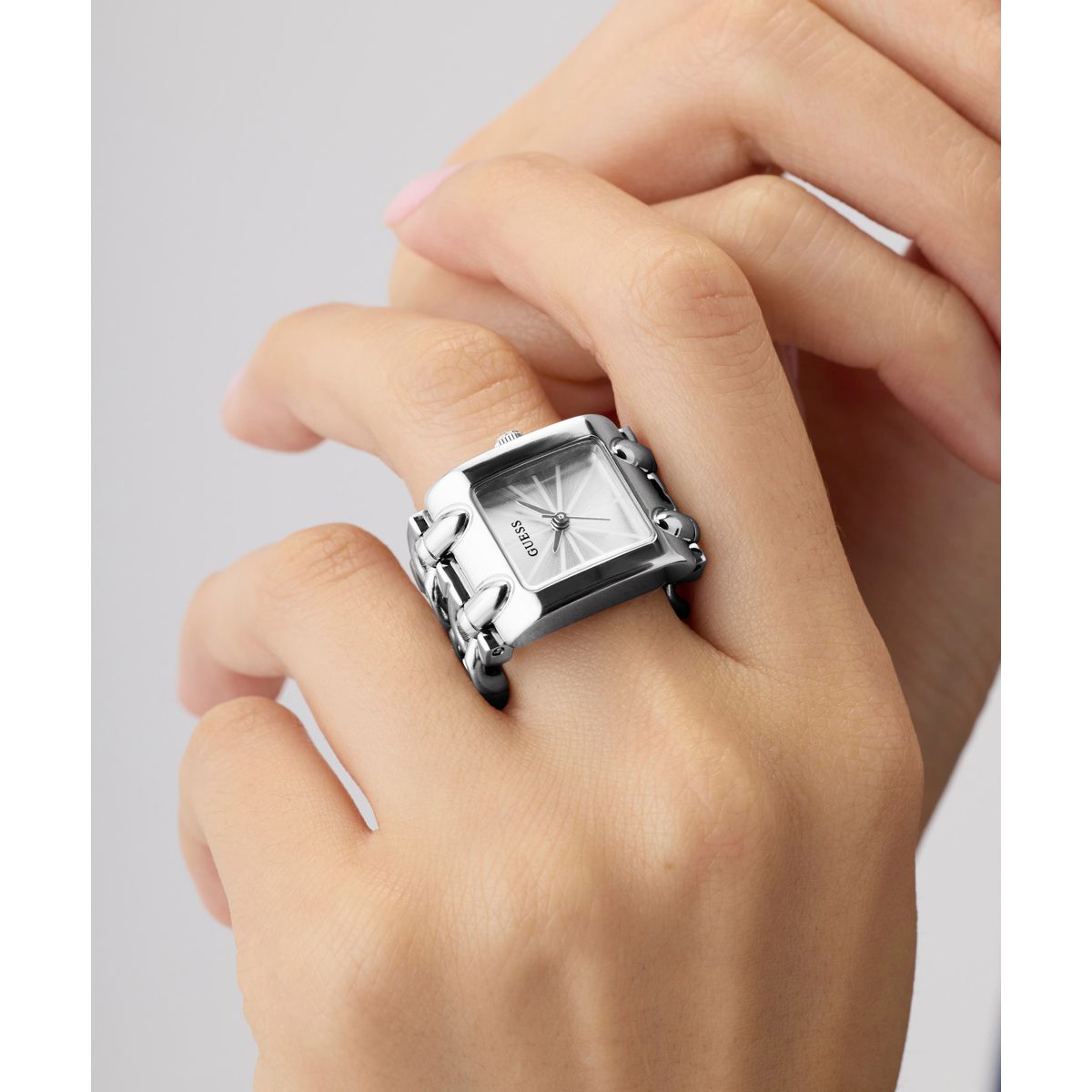 Guess Rectangle 18mm Silver Dial Analog Women Watch - GW1025L1