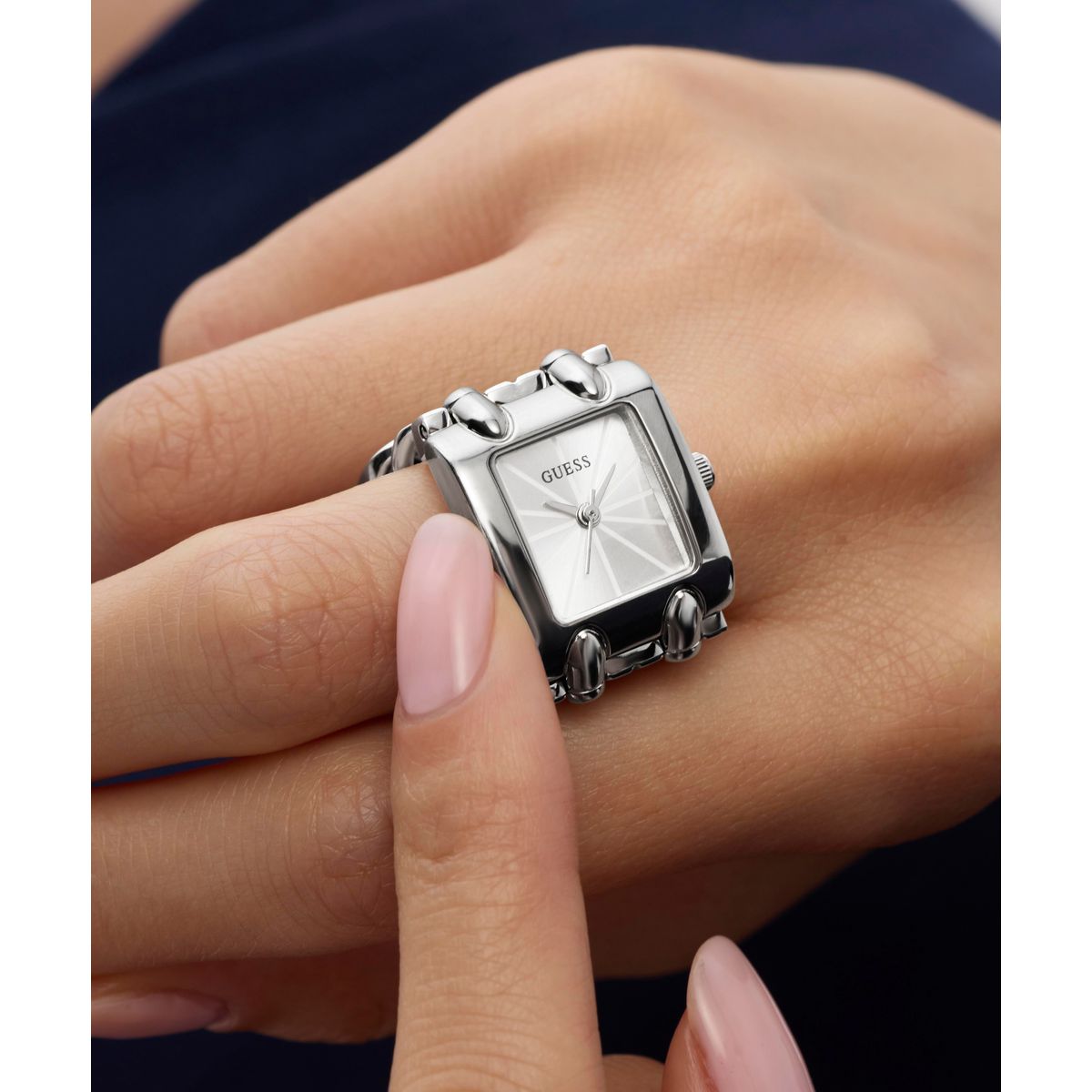 Guess Rectangle 18mm Silver Dial Analog Women Watch - GW1025L1 Watch Guess