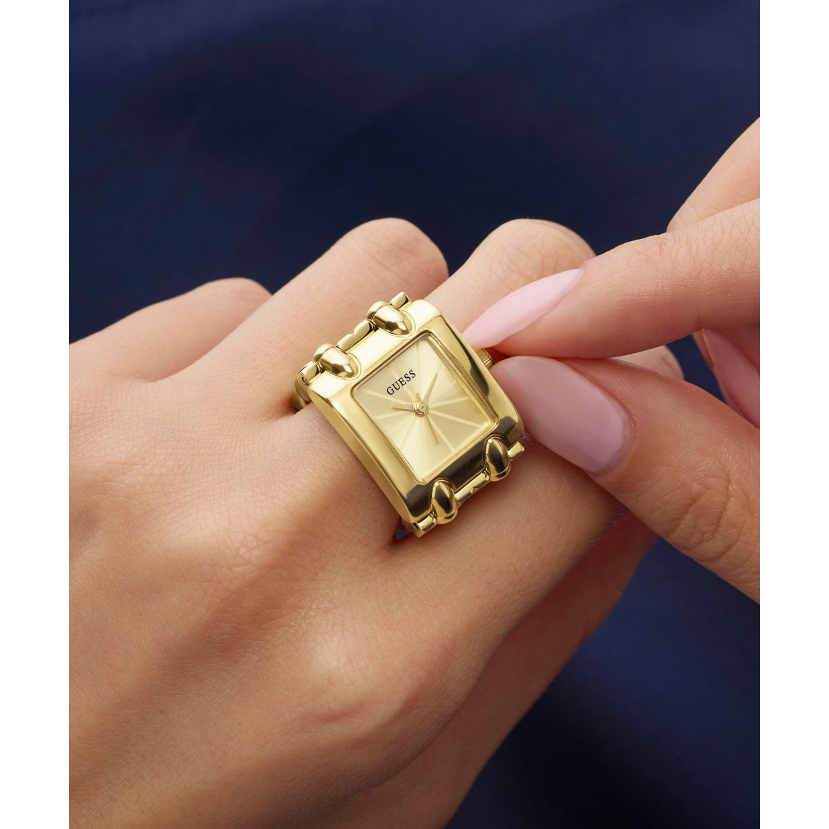 Guess Rectangle 18mm Champagne Dial Analog Women Watch - GW1025L2