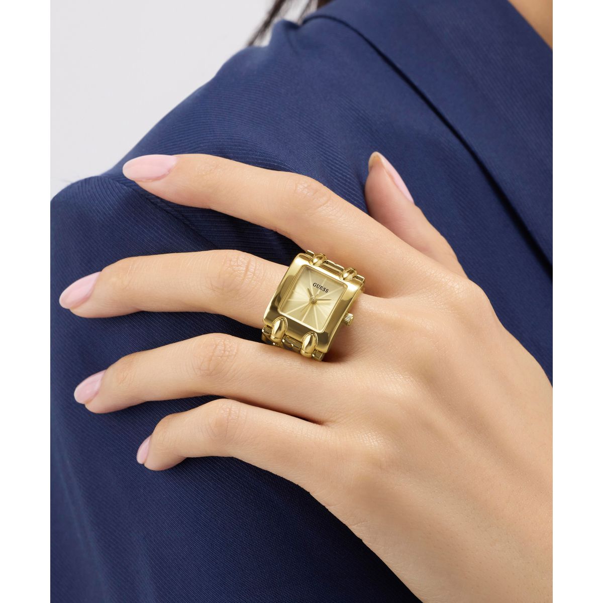 Guess Rectangle 18mm Champagne Dial Analog Women Watch - GW1025L2