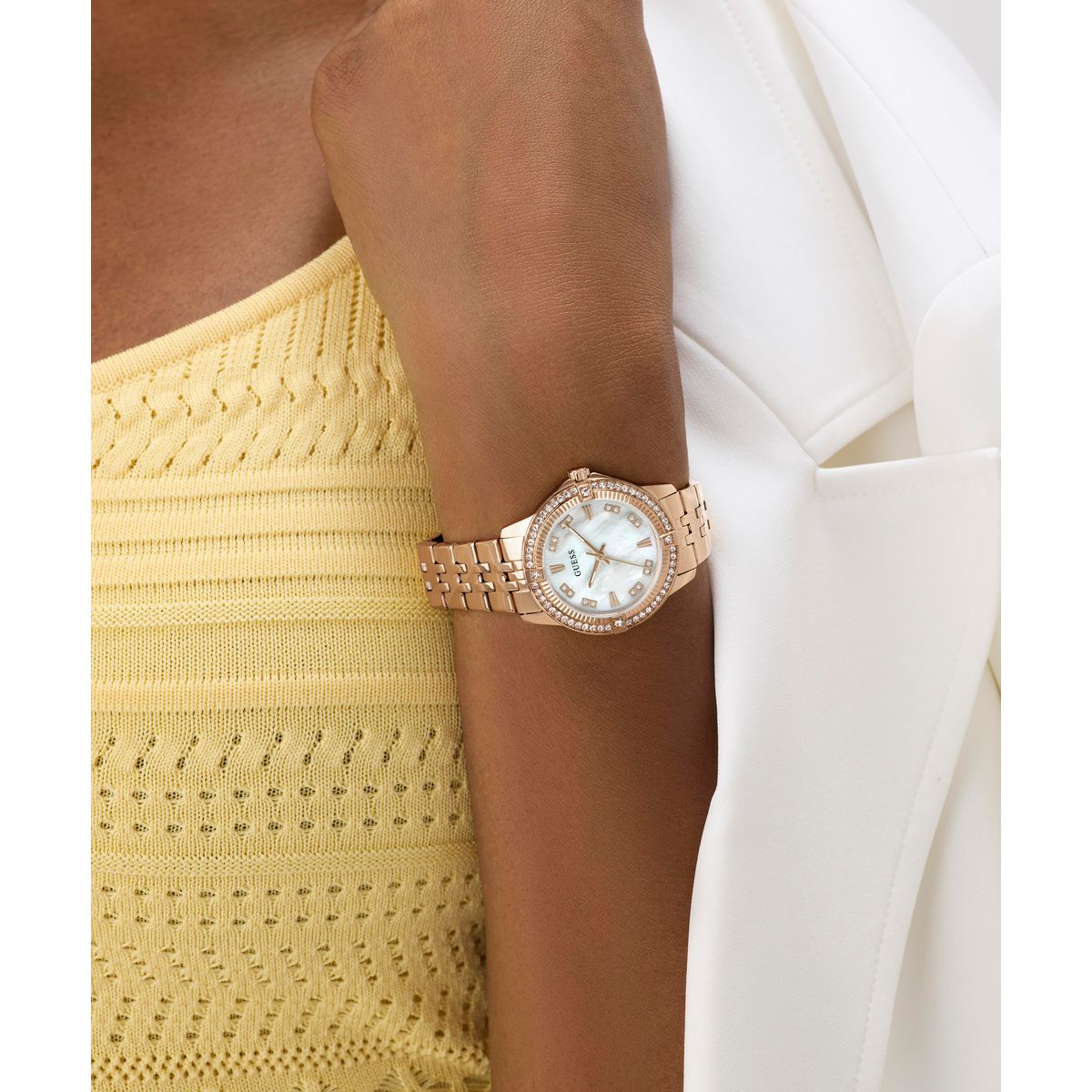 Guess Round 32mm White Dial Analog Women Watch - GW1027L4 Watch Guess