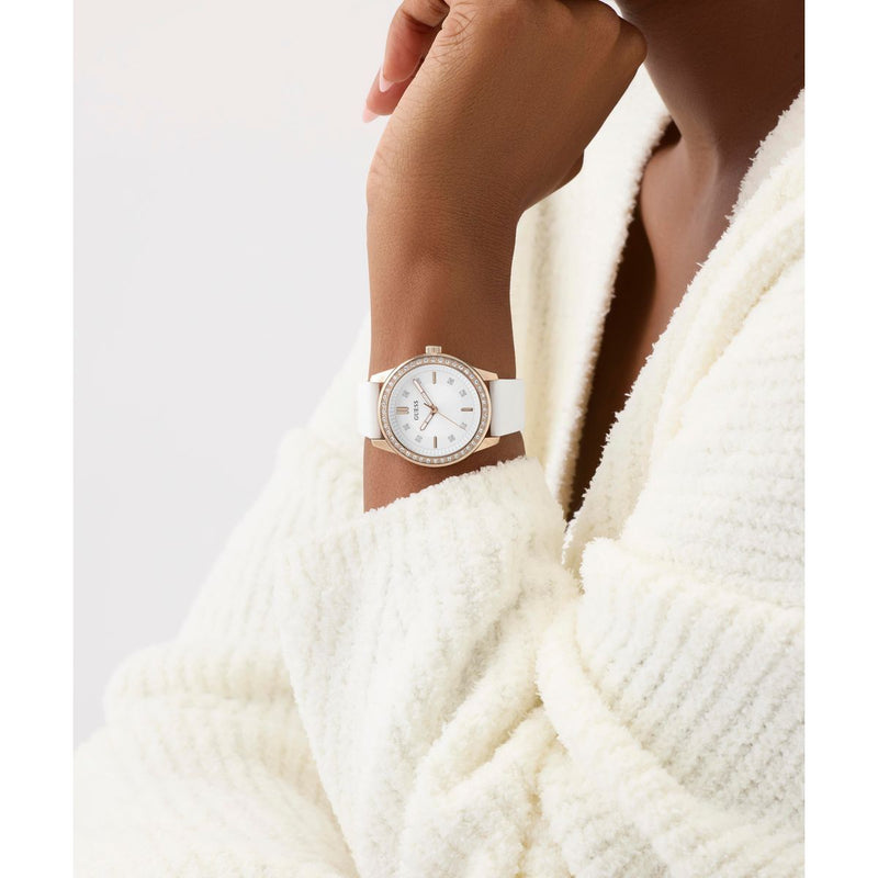 Guess Round 36mm White Dial Analog Women Watch - GW1030L4 Watch Guess