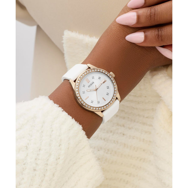 Guess Round 36mm White Dial Analog Women Watch - GW1030L4 Watch Guess