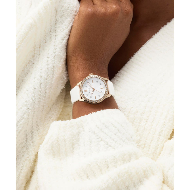 Guess Round 36mm White Dial Analog Women Watch - GW1030L4 Watch Guess