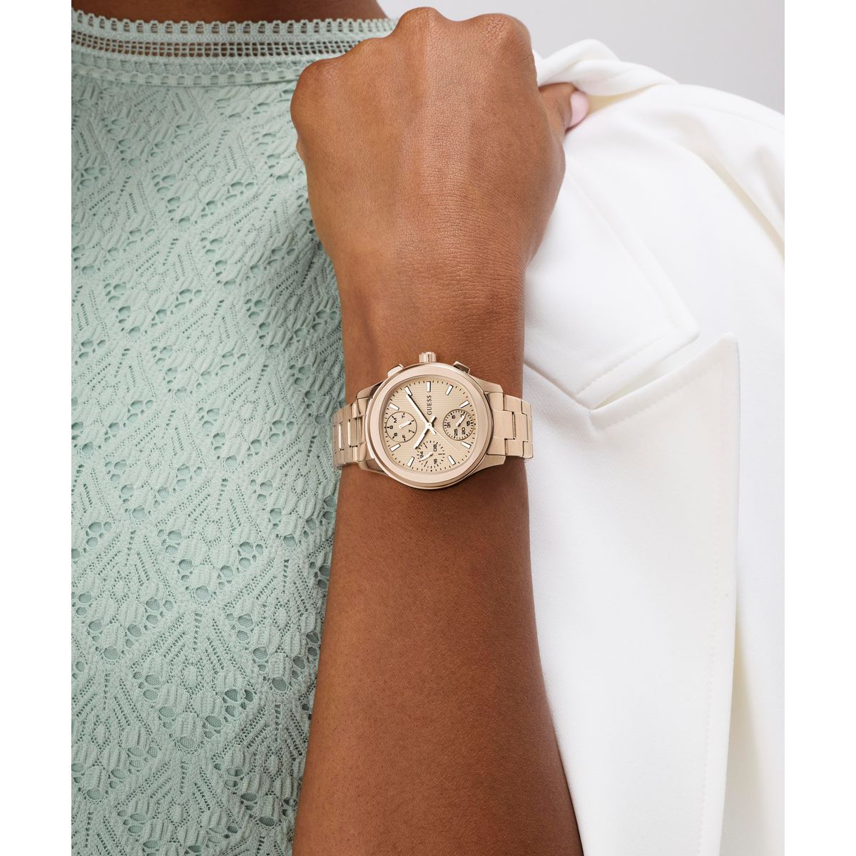 Guess Square 36mm Rose Gold Dial Analog Women Watch - GW1031L4 Watch Guess