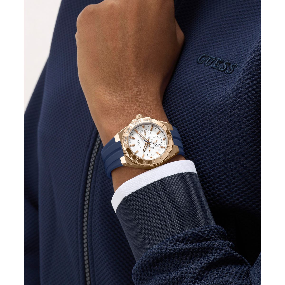 Guess Round 38mm White Dial Analog Women Watch - GW1034L4