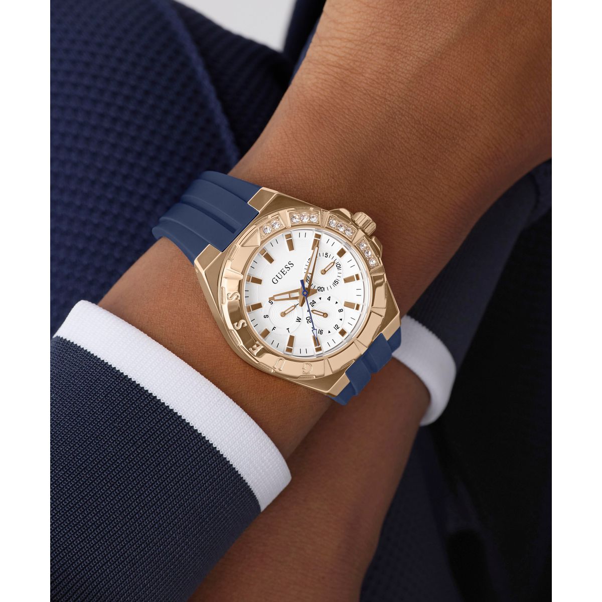 Guess Round 38mm White Dial Analog Women Watch - GW1034L4 Watch Guess