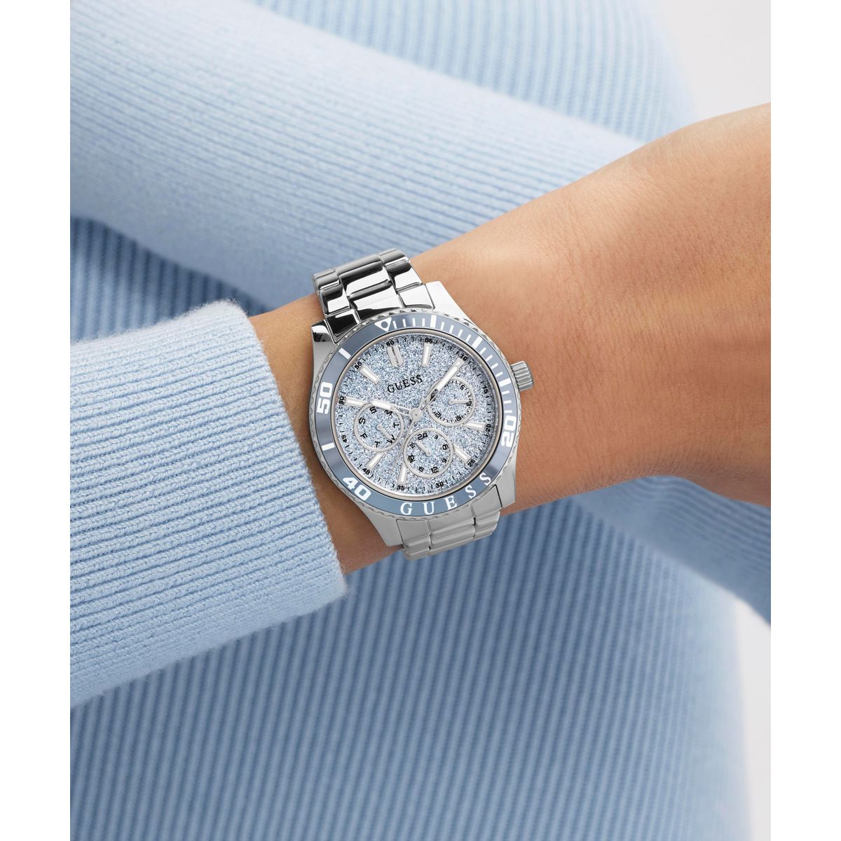 Guess Round 36mm Blue Dial Analog Women Watch - GW1035L1