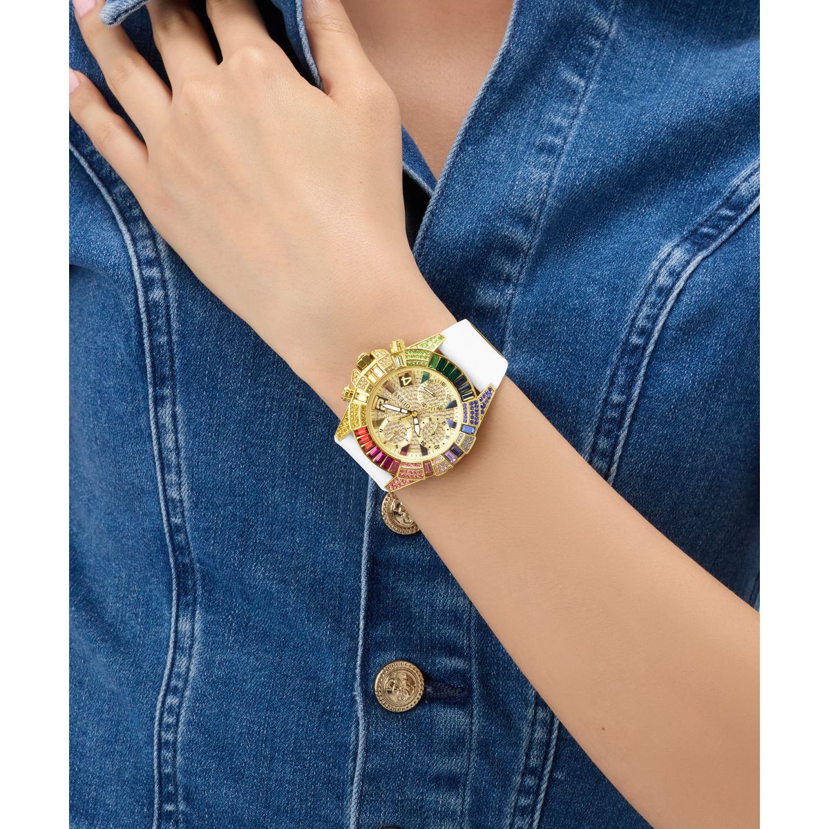 Guess Round 39mm Champagne Dial Analog Women Watch - GW1047L2 Watch Guess