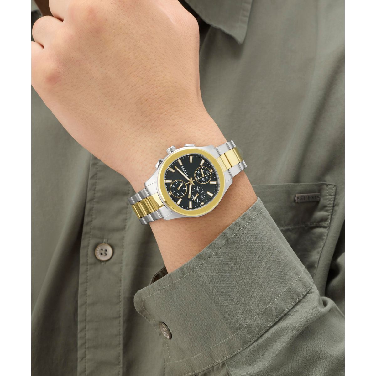 Guess Square 40mm Green Dial Analog Men Watch - GW1048G4 Watch Guess