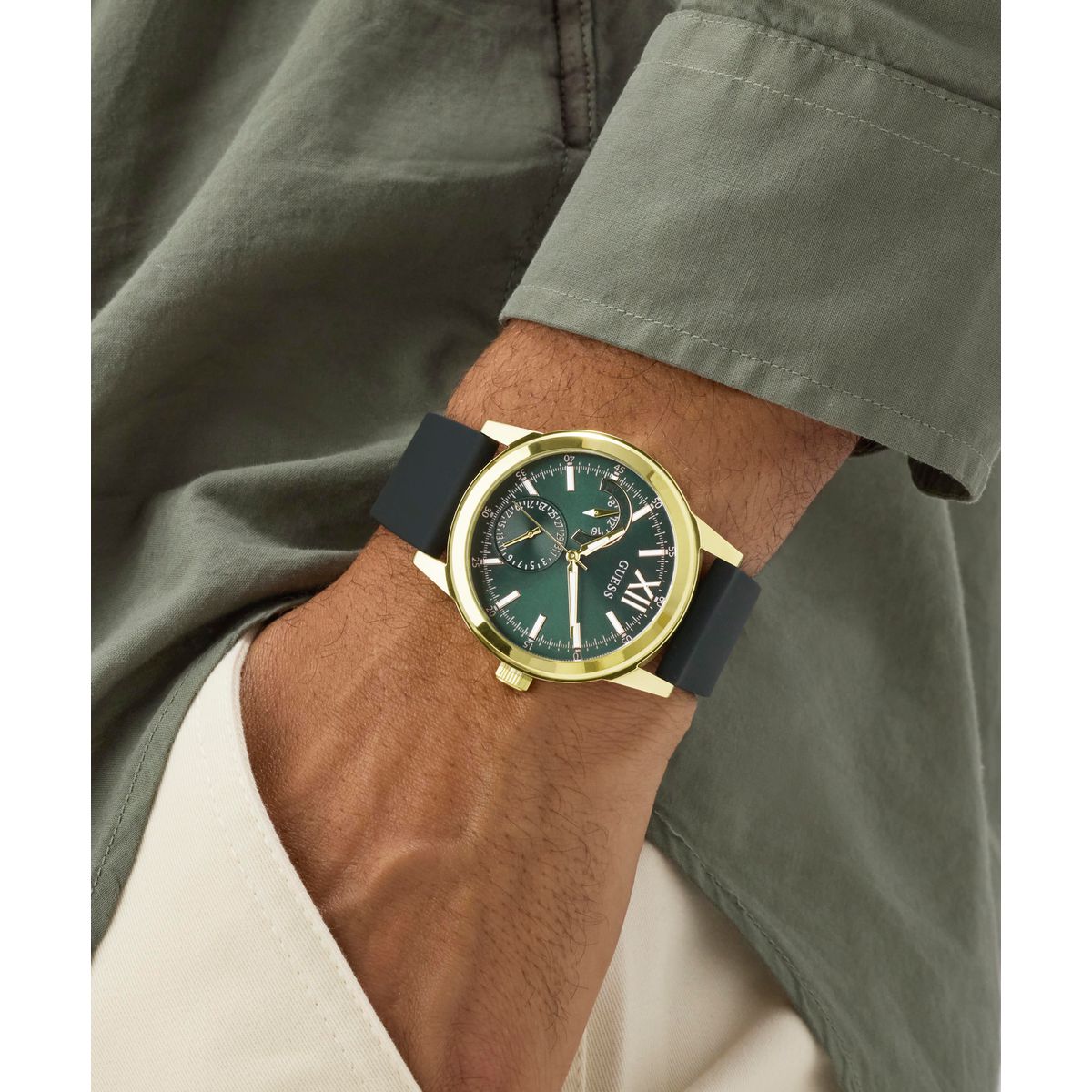 Guess Round 42mm Green Dial Analog Men Watch - GW1056G2 Watch Guess