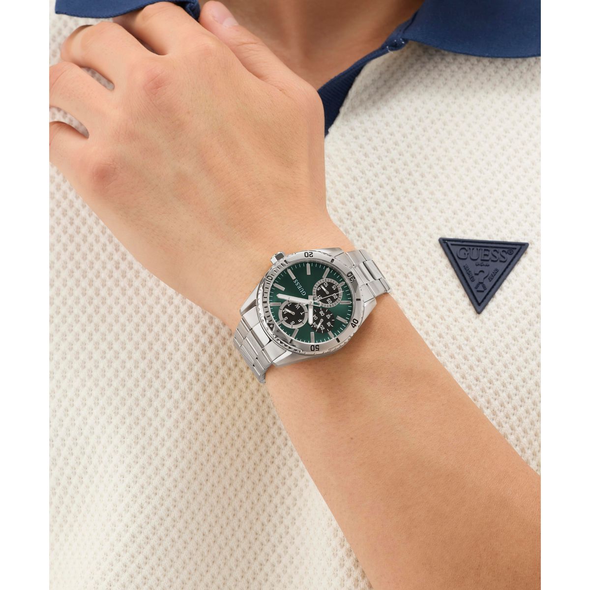 Guess Round 43mm Green Dial Analog Men Watch - GW1061G1 Watch Guess