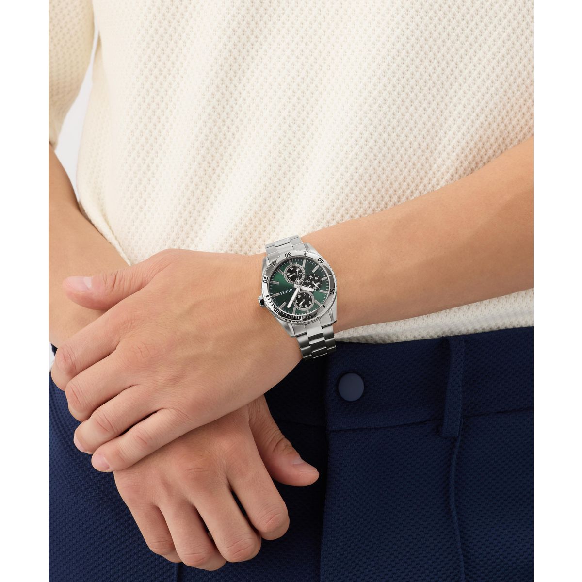 Guess Round 43mm Green Dial Analog Men Watch - GW1061G1 Watch Guess