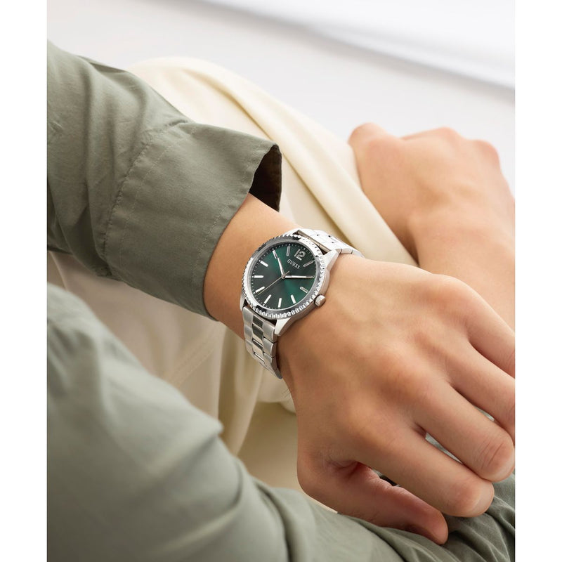 Guess Round 40mm Green Dial Analog Men Watch - GW1062G1 Watch Guess