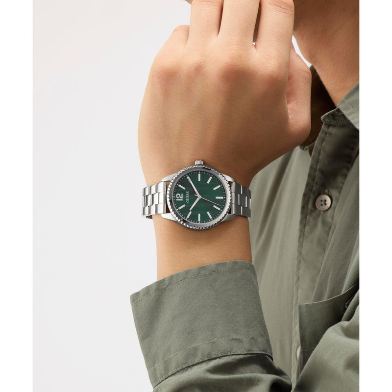 Guess Round 40mm Green Dial Analog Men Watch - GW1062G1 Watch Guess