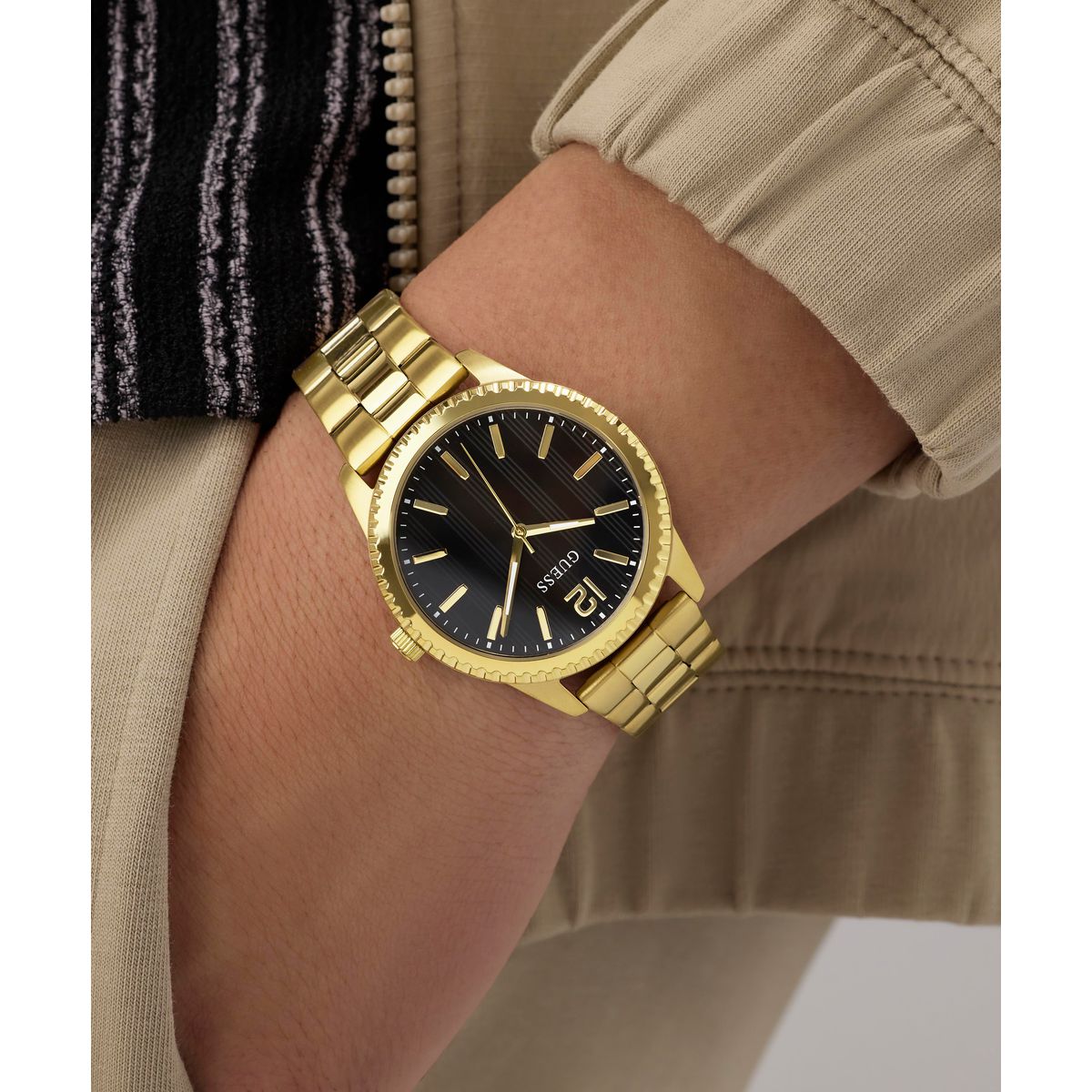 Guess Round 40mm Black Dial Analog Men Watch - GW1062G2 Watch Guess