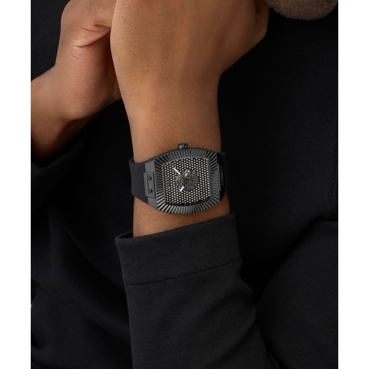 Guess Rectangle 43mm Black Dial Analog Men Watch - GW1066G3