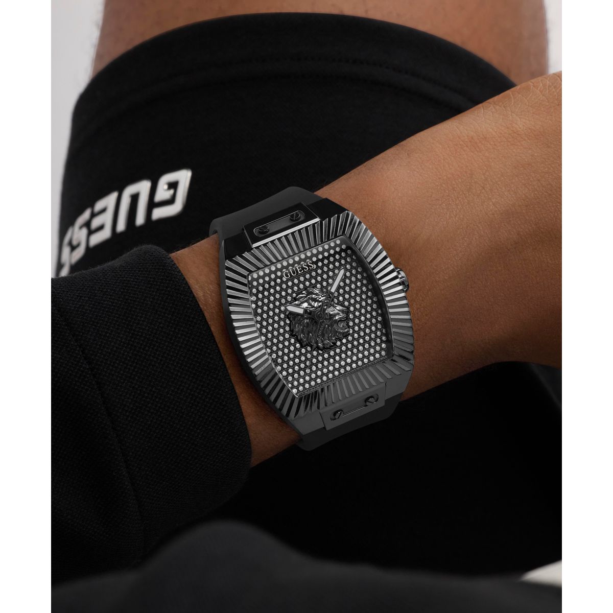 Guess Rectangle 43mm Black Dial Analog Men Watch - GW1066G3
